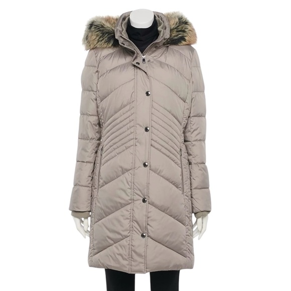 Tower by London Fog Long Puffer Coat with faux fur hood NWT - Picture 2 of 9